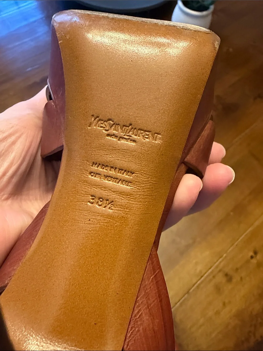 Saint Laurent Brown Leather Knot-Front High Heel Sandals - Picture 7 of 7